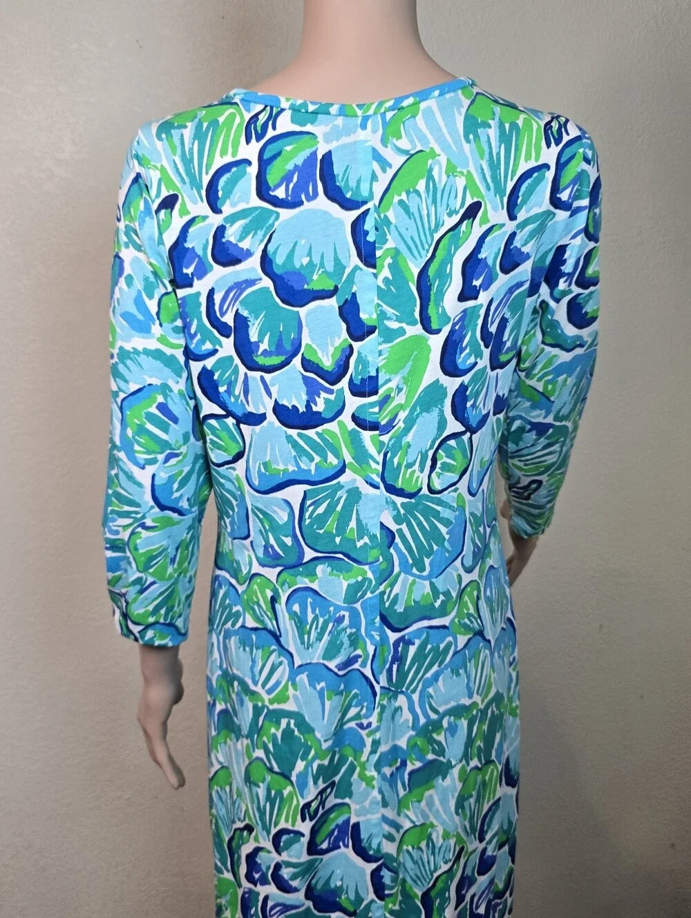 Lilly Pulitzer Women's Kenzie 3/4 Sleeve Cotton Dress Agate Green Lazy River Med - Picture 5 of 10
